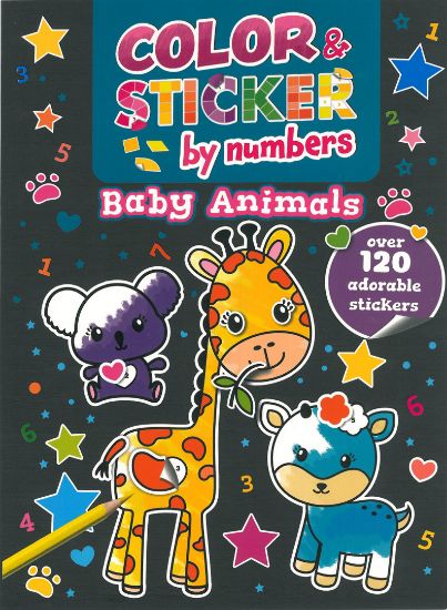 Picture of COLOR & STICKER BY NUMBERS-BABY ANIMALS